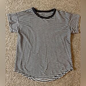 Madewell grey & White Striped Crewneck Short Sleeve Tee